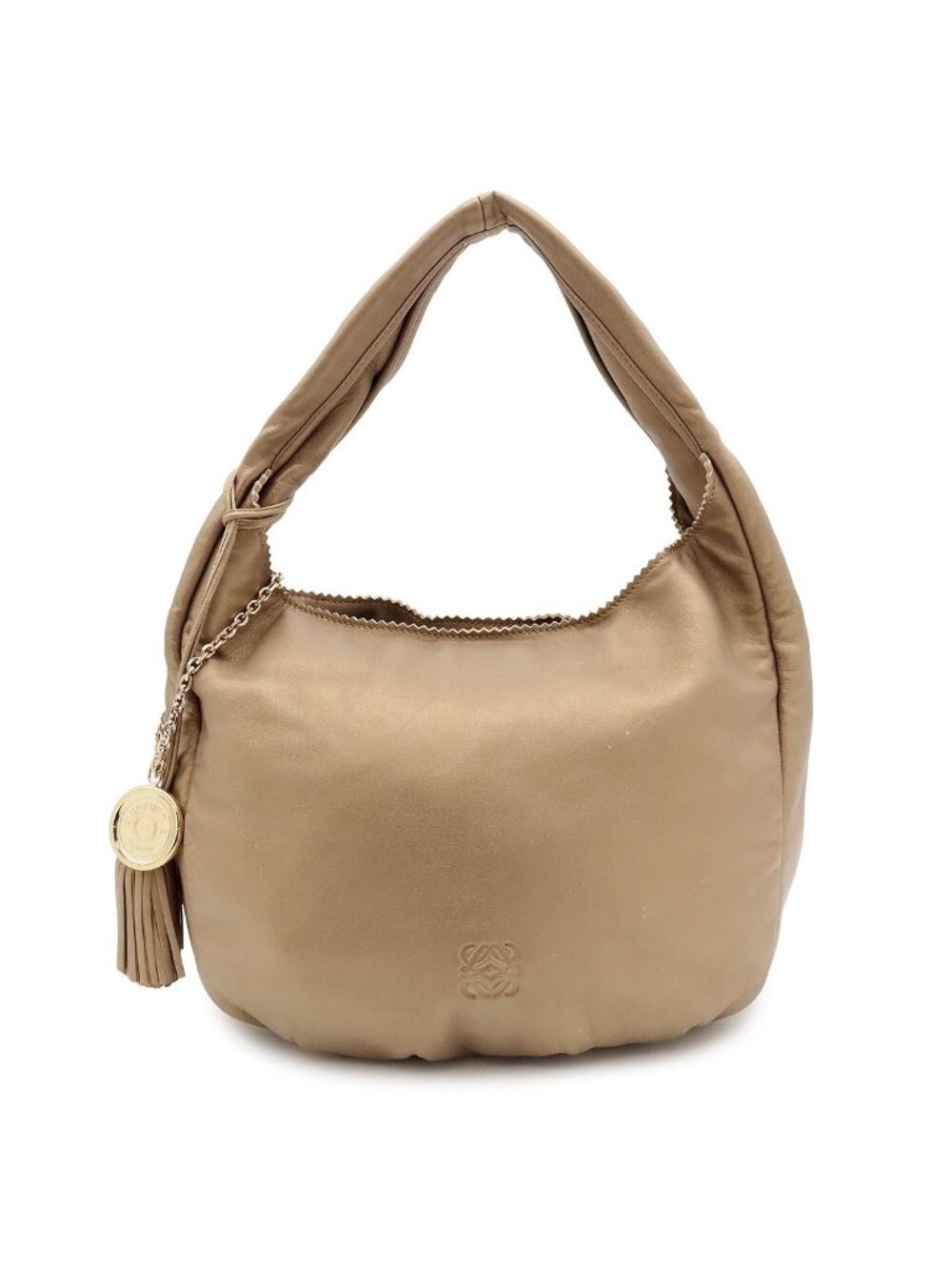 Loewe Vientiane 30 Anagram Shoulder Bag Fringe Charm Tassel Nappa Leather Gold